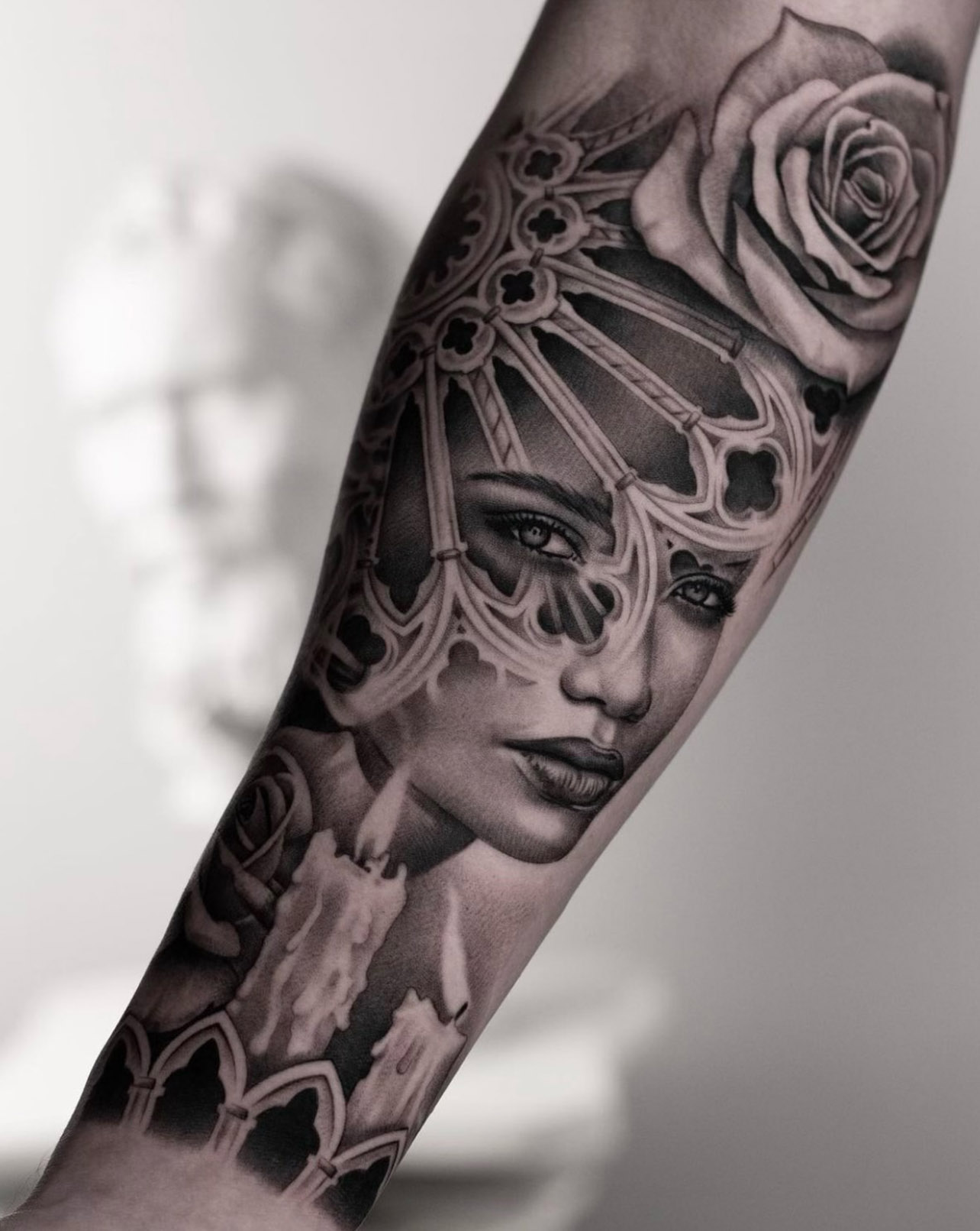 custom black and white tattoo by dan price, guest musecustom black and white tattoo by dan price, guest muse