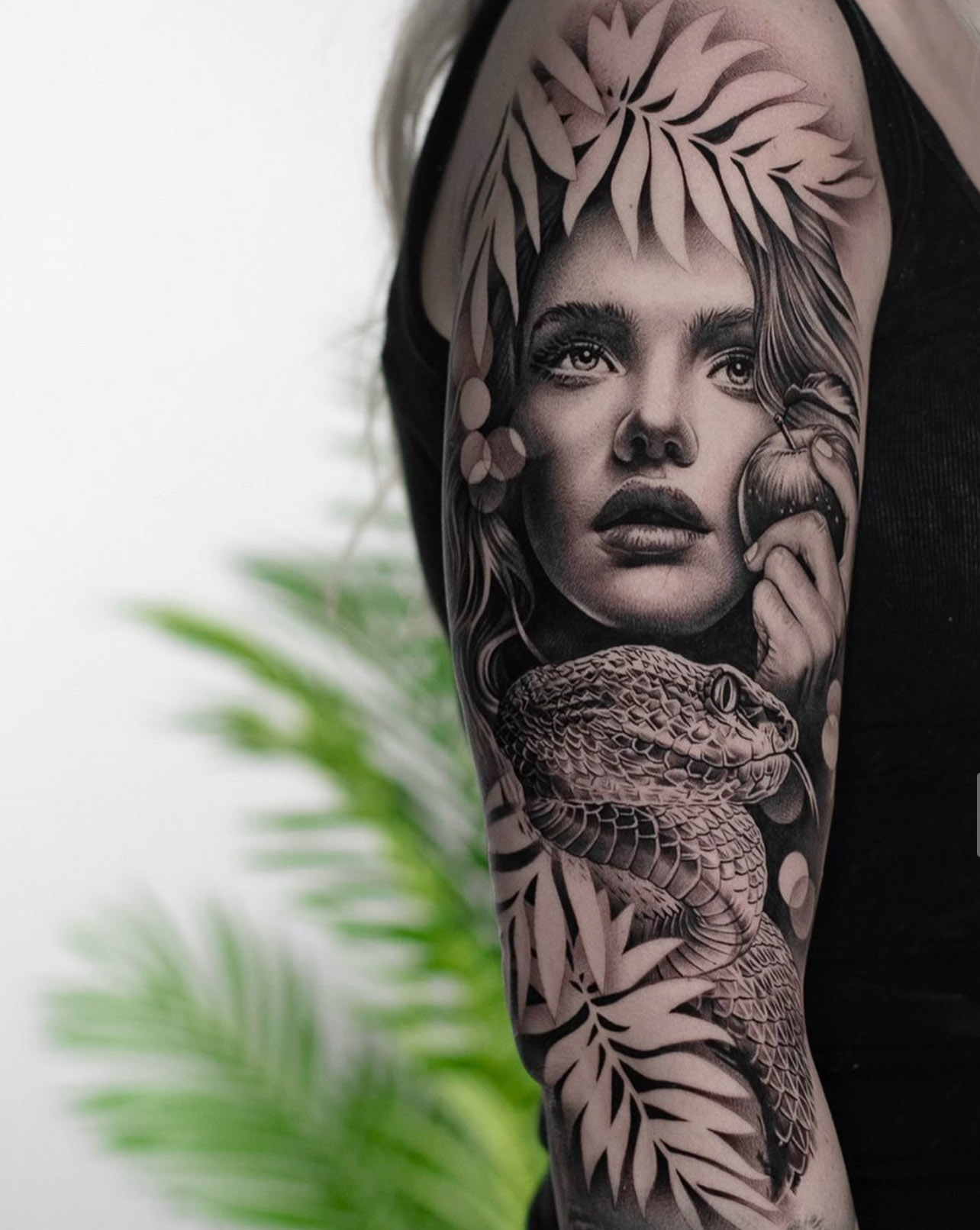 custom black and white tattoo by dan price, guest muse